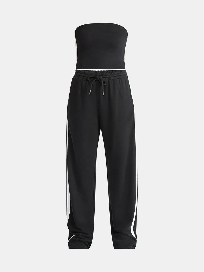 No Boundaries French Terry Tube Top and Pants Set, 2-Piece, Women's | Walmart (US)