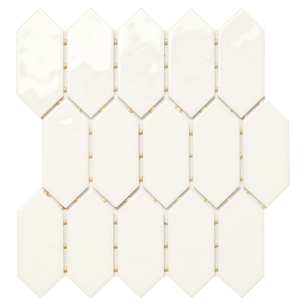LuxeCraft 11 in. x 12 in. x 6.35mm White Ceramic Picket Mosaic Wall Tile (0.73 sq. ft. / piece) | The Home Depot