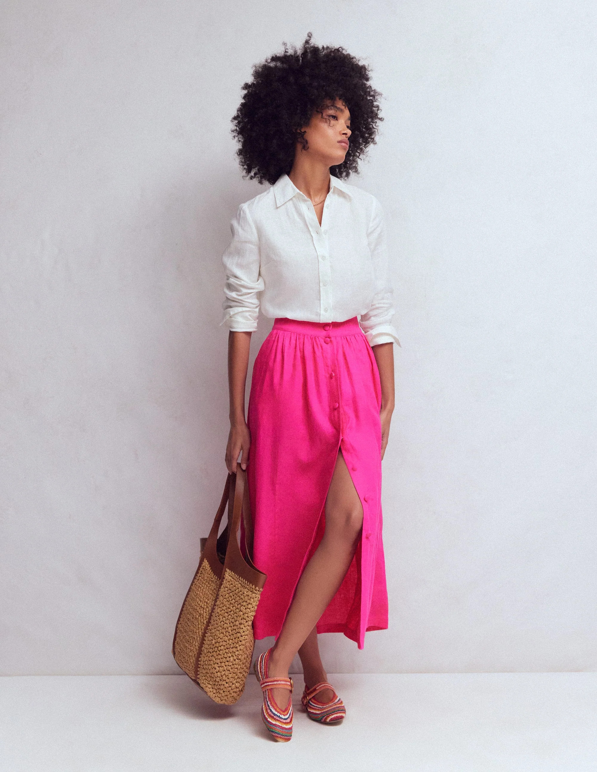 Emma Linen Maxi Skirt-Pink Peony | Boden (US)