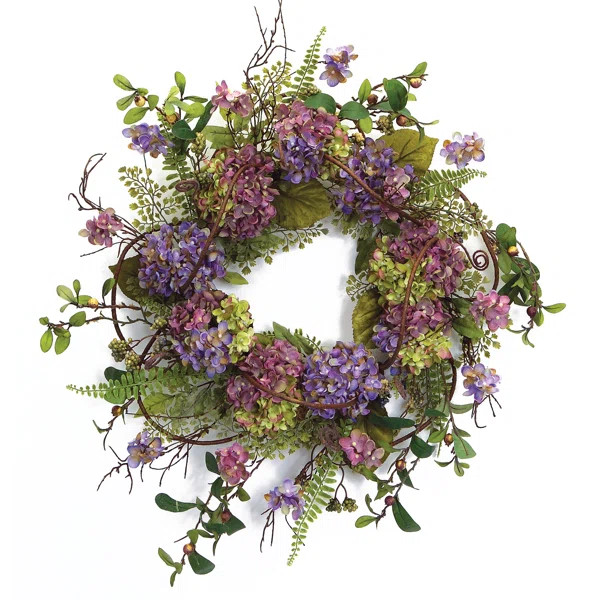 Faux Hydrangea Polyester 22'' Wreath | Wayfair North America