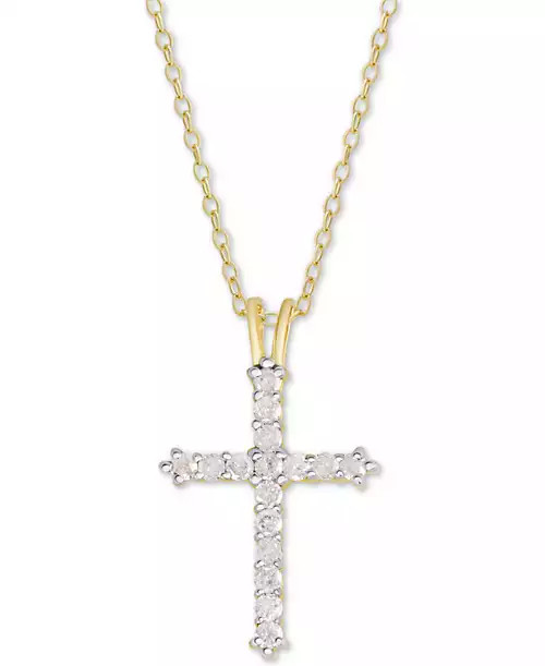 Diamond Cross Pendant Necklace (1/2 ct. t.w.) in Sterling Silver or 14k Gold-Plate Over Sterling ... | Macy's Canada