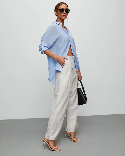 Lenay Button Down Top - Periwinkle | VICI