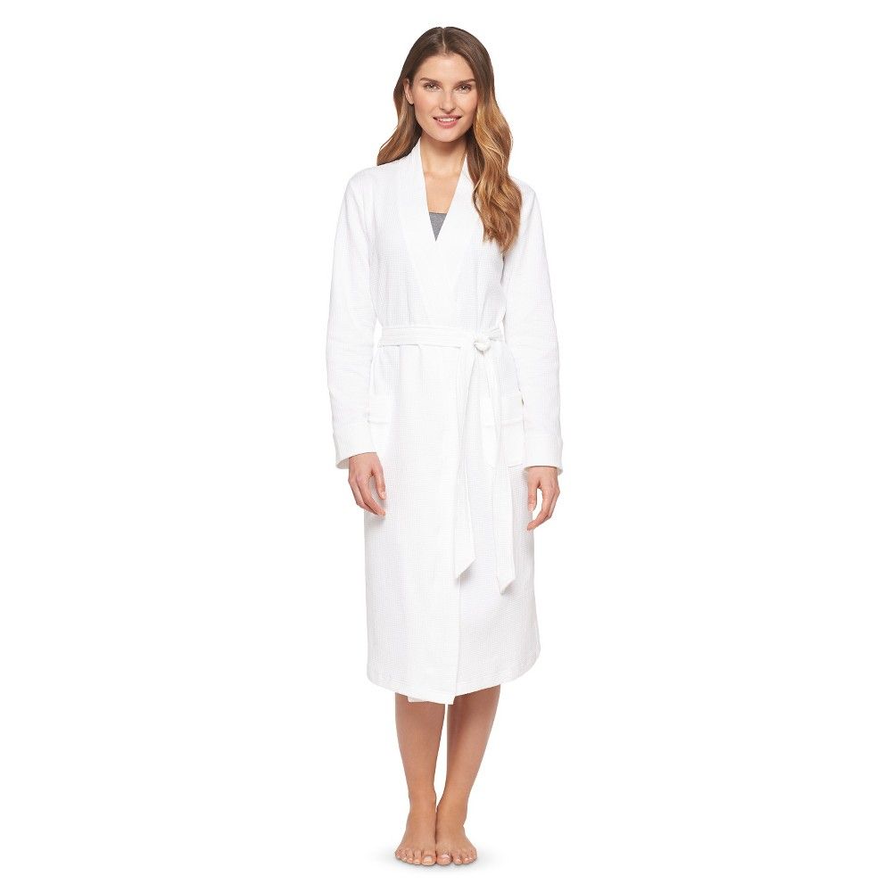 Women's Waffle Knit Robe - White M/L | Target