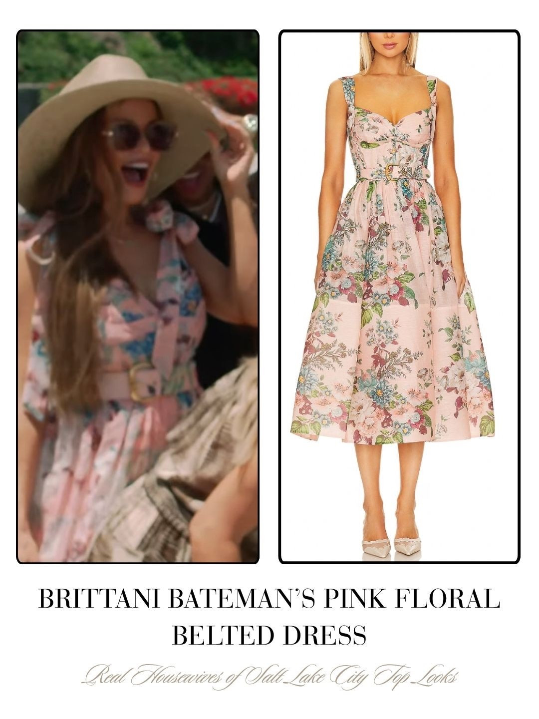 Brittani Bateman’s Pink Floral Belted Dress was Available at Mew Mews / Shop Similar Below