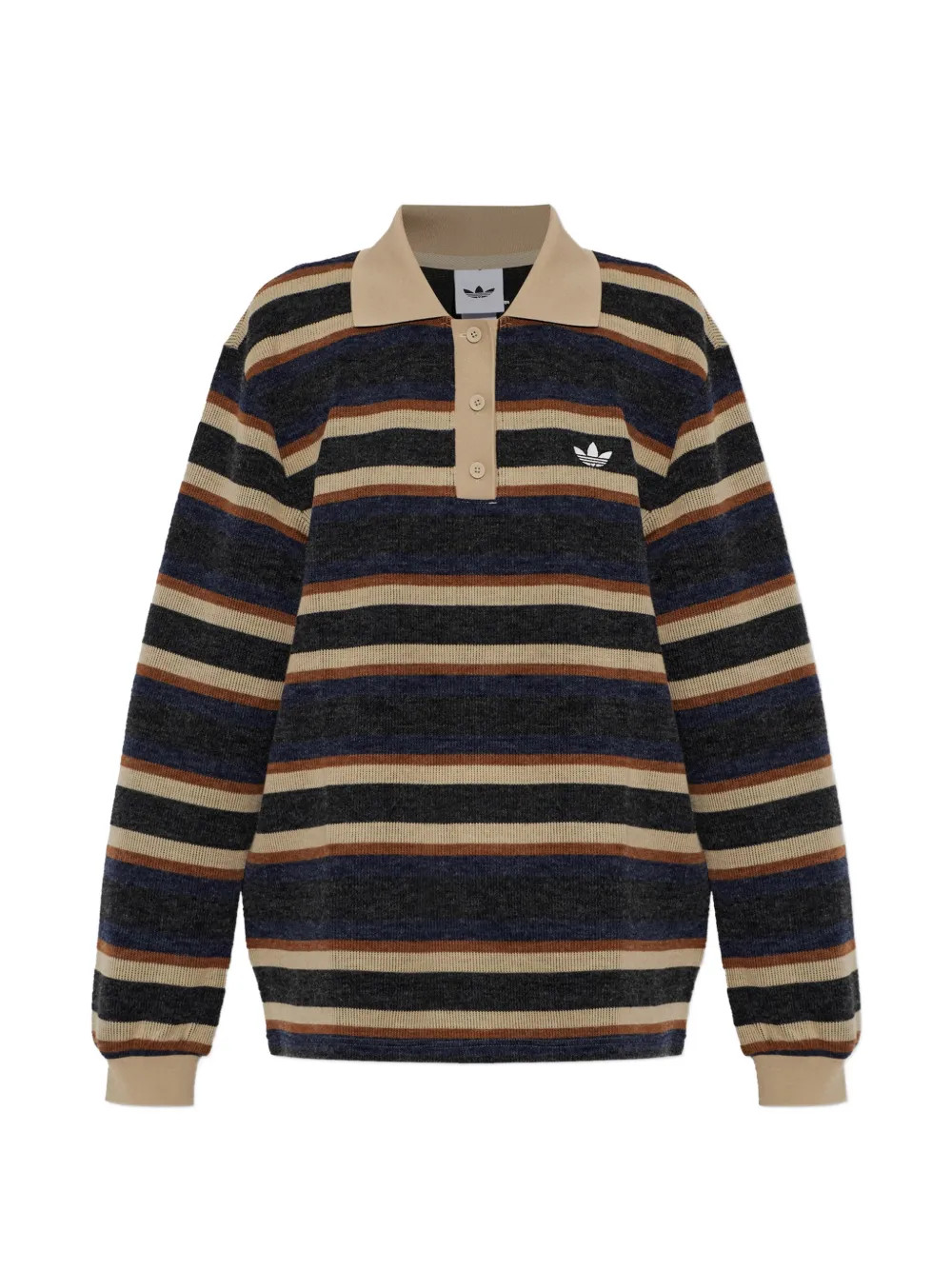 adidas striped Trefoil-logo polo shirt - Black | Farfetch Global