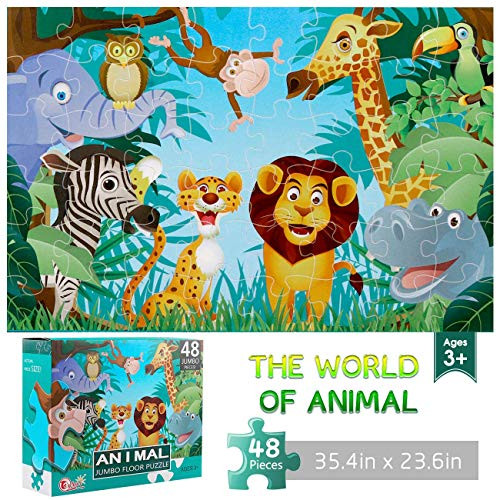 Amazon.com: Jumbo Floor Puzzle for Kids Animal Jigsaw Large Puzzles 48 Piece Ages 3-6 for Toddler... | Amazon (US)