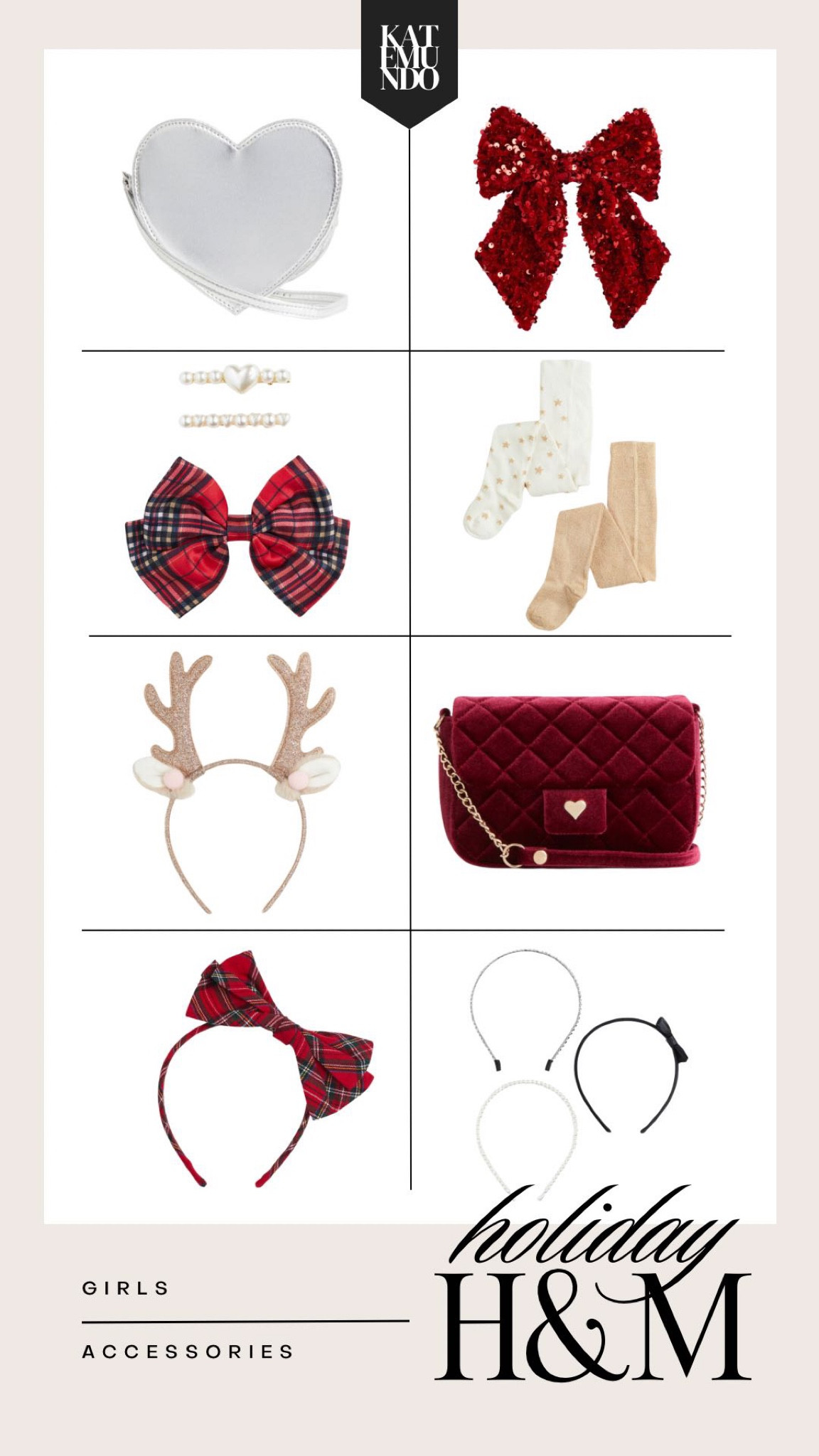 Girls holiday style from H&M. Holiday accessories. Headband. Stockings. Handbag. Hair bow. Neutral style. Christmas style. Red accessories  Girls outfits. Toddler outfits. #holidaystyle #HMfinds #girlsstyle

#LTKHoliday #LTKstyletip #LTKkids
