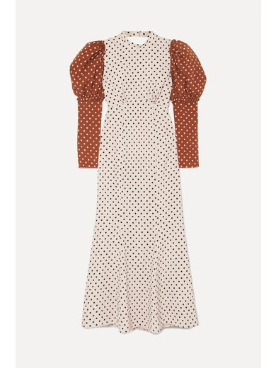 REJINA PYO - Sibylle Draped Two-tone Polka-dot Crepe Midi Dress - Ivory | NET-A-PORTER (UK & EU)