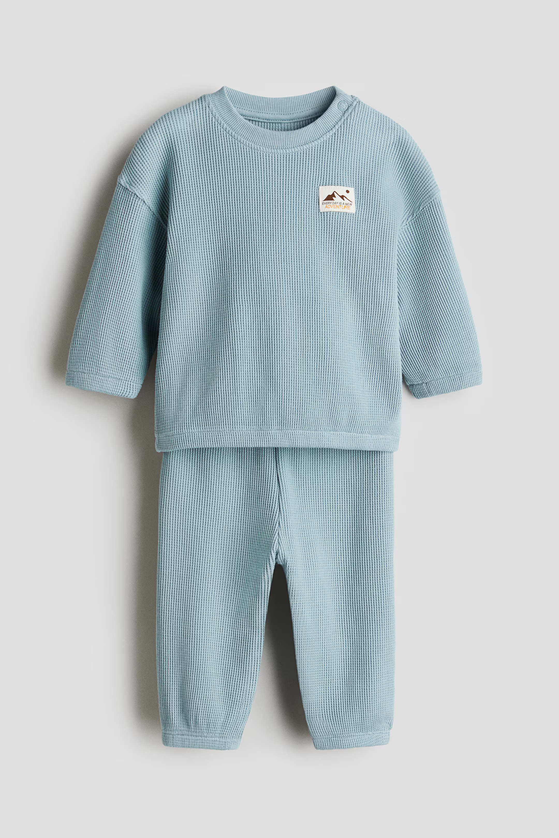 2-Piece Waffled Cotton Set - Turquoise - Kids | H&M US | H&M (US + CA)
