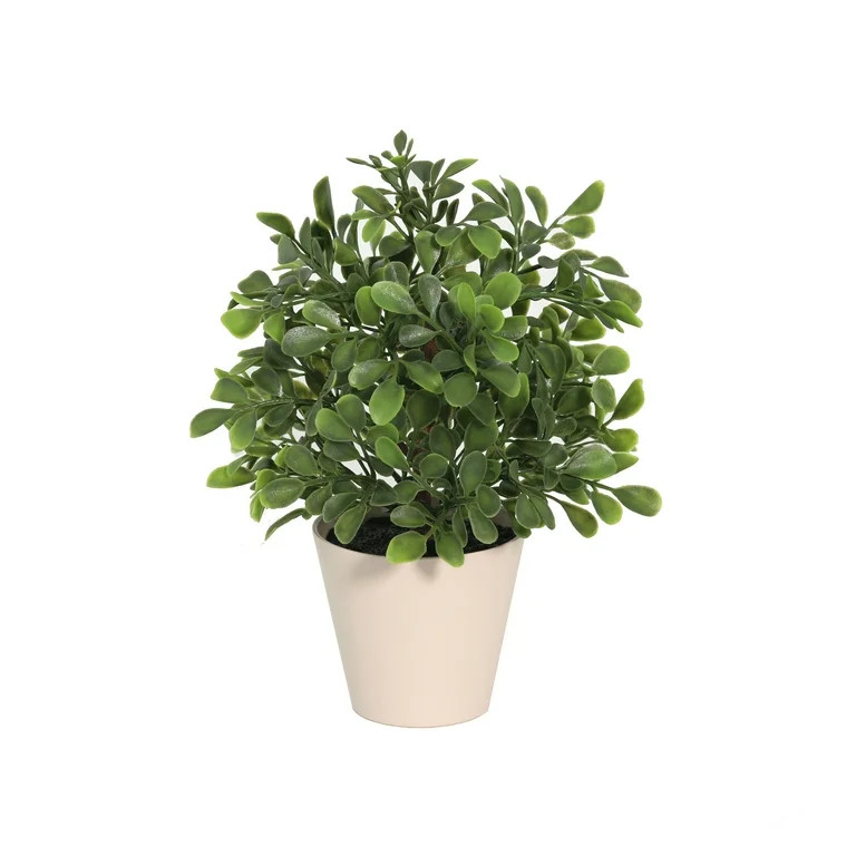 Mainstays 9" Artificial Boxwood Plant in Tan Planter Pot | Walmart (US)