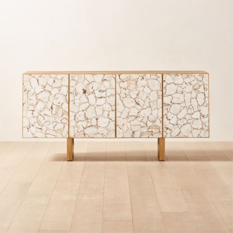 Lina Stone and White Oak Credenza + Reviews | CB2 | CB2