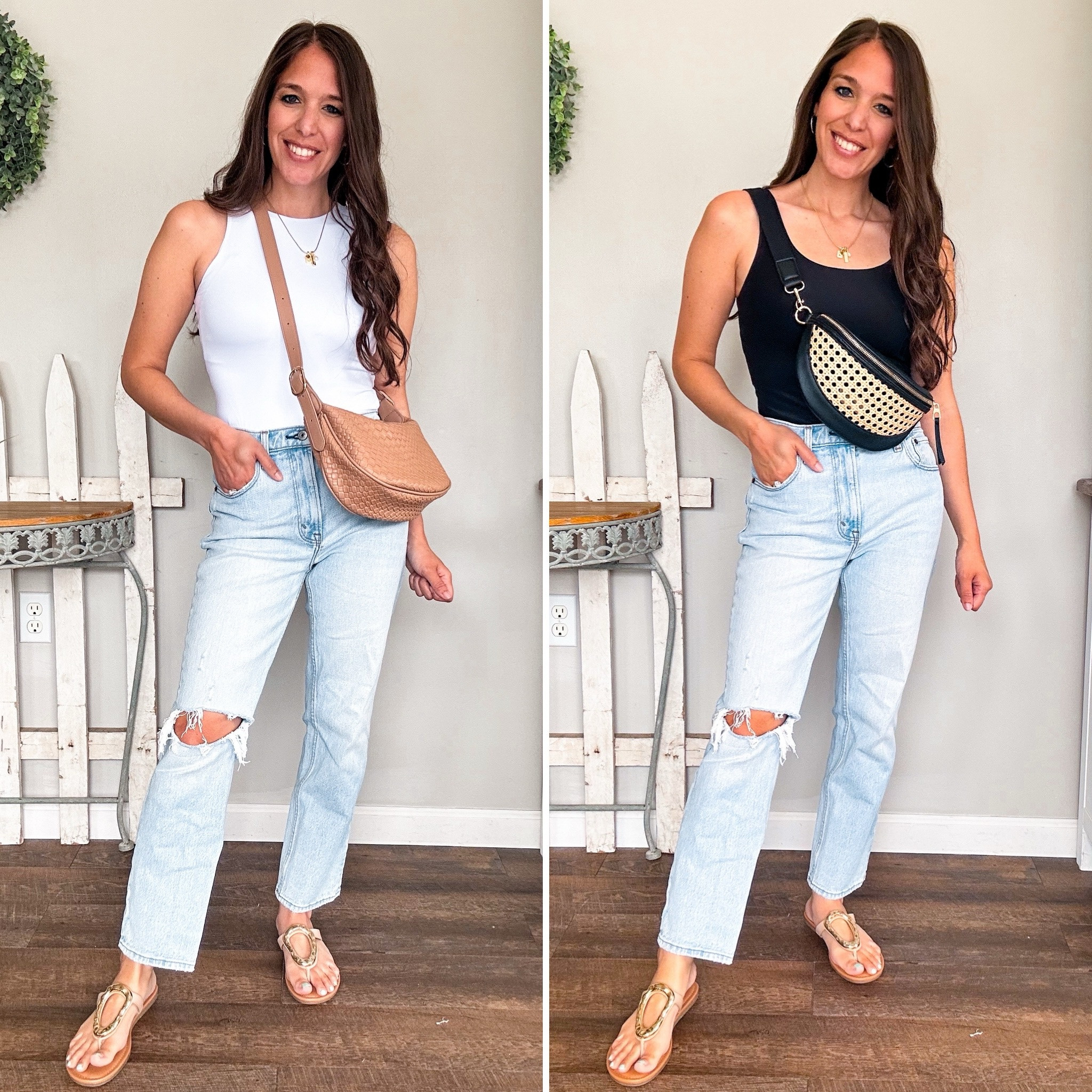 Loving these Abercrombie 90s straight Jean! Wearing the extra short in my true size! 
Sandals - 20% off Target 
Bags - Amazon Target 

#LTKStyleTip #LTKFindsUnder100 #LTKFindsUnder50