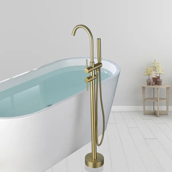 JK_RBBF61001BG Double Handle Floor Mounted Clawfoot Tub Faucet | Wayfair North America