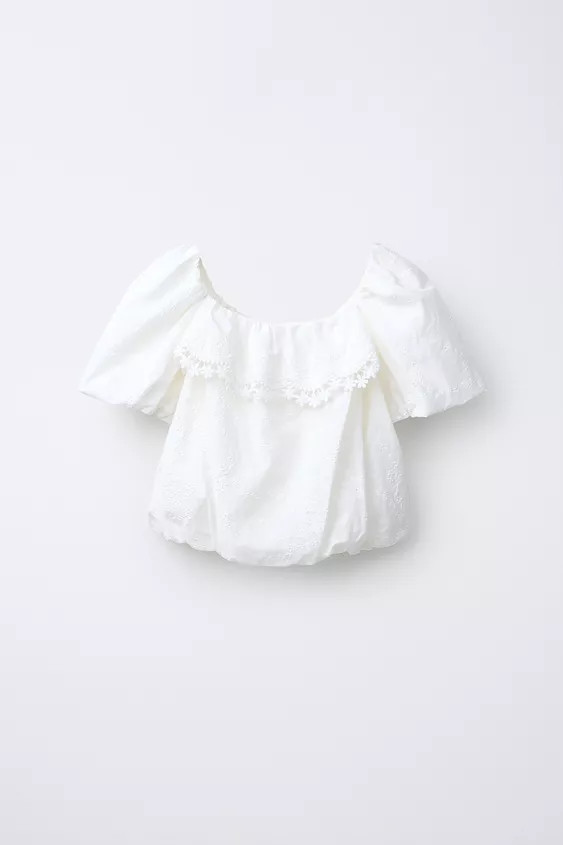 EMBROIDERED BALLOON TOP | Zara US