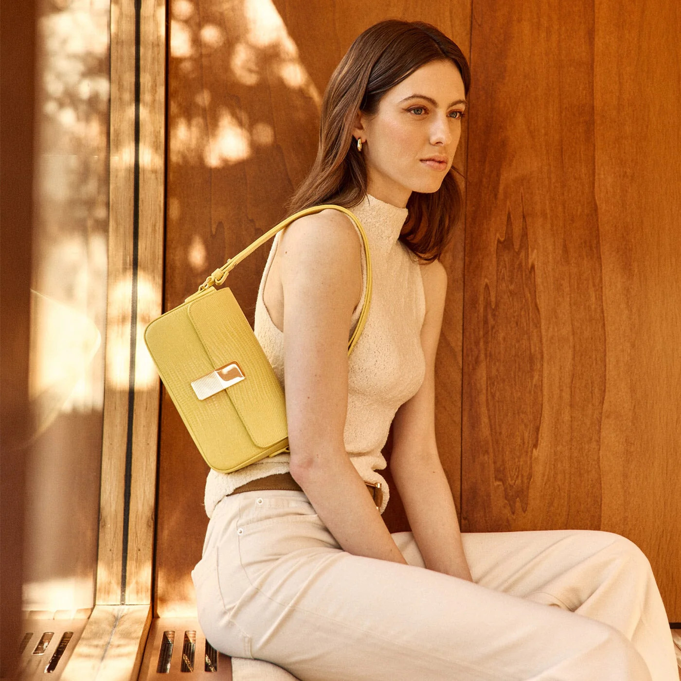 Monceau Baguette Gold Edition - Limoncello Lizard Embossed Leather | ATELIERS AUGUSTE