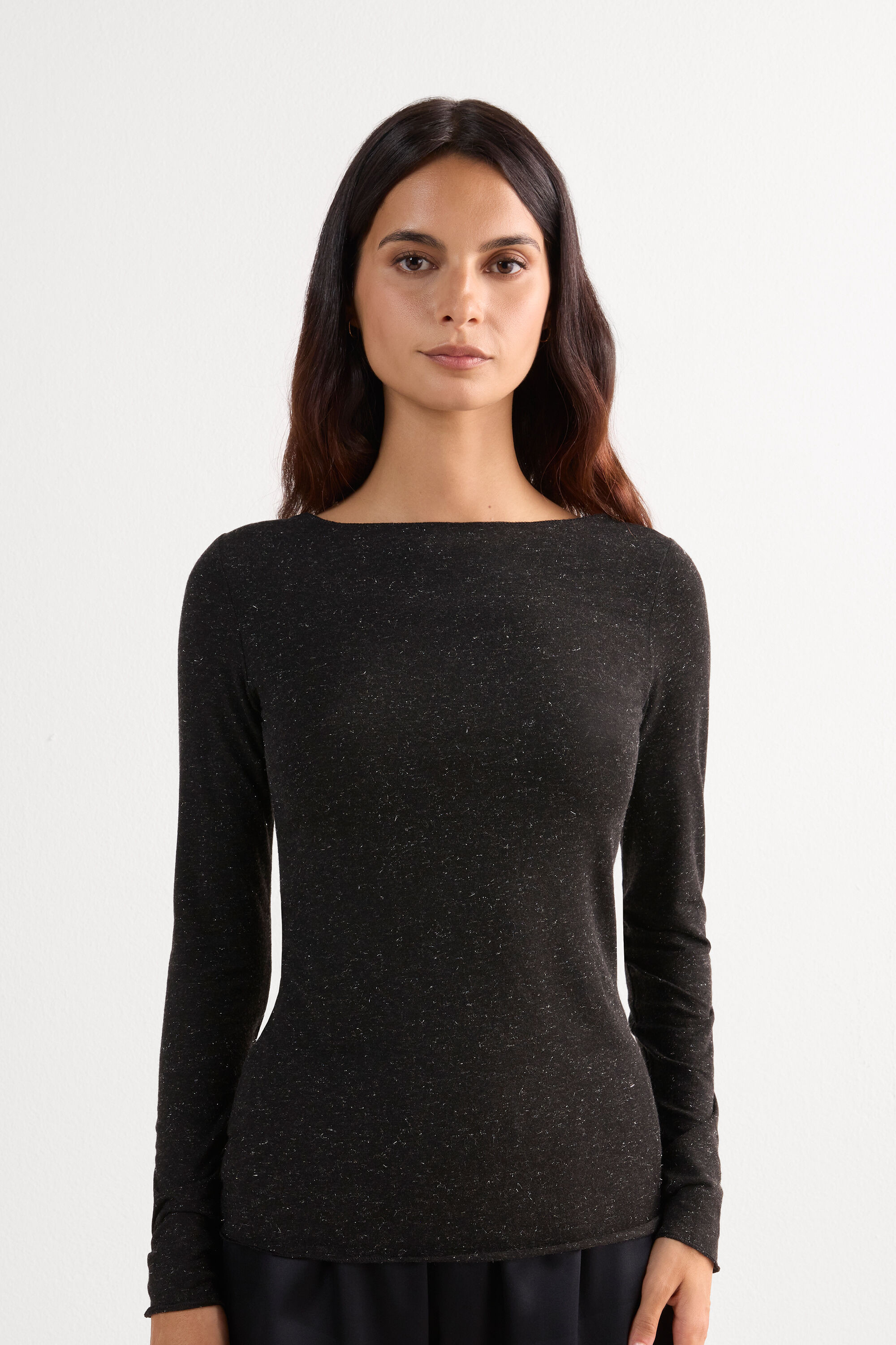 Crewneck Top in Modal Light with Cashmere Lamé - Intimissimi | Intimissimi (US)