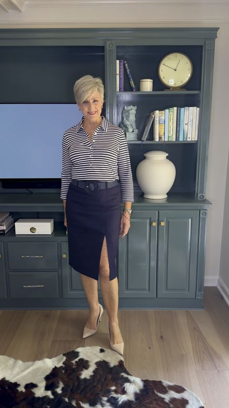 An outfit fit for the office. Pencil skirt and collared tee. Add nude shoes for a seamless look. 

#LTKSeasonal #LTKstyletip #LTKFind
