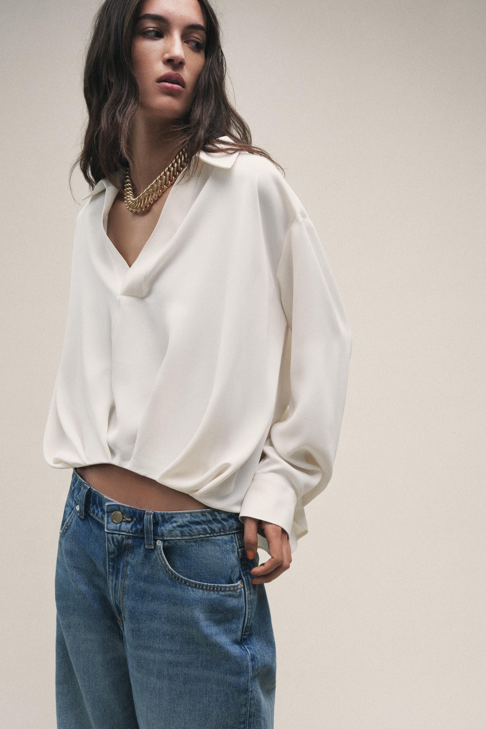 ASYMMETRIC PLEATED HEM SHIRT | Zara US