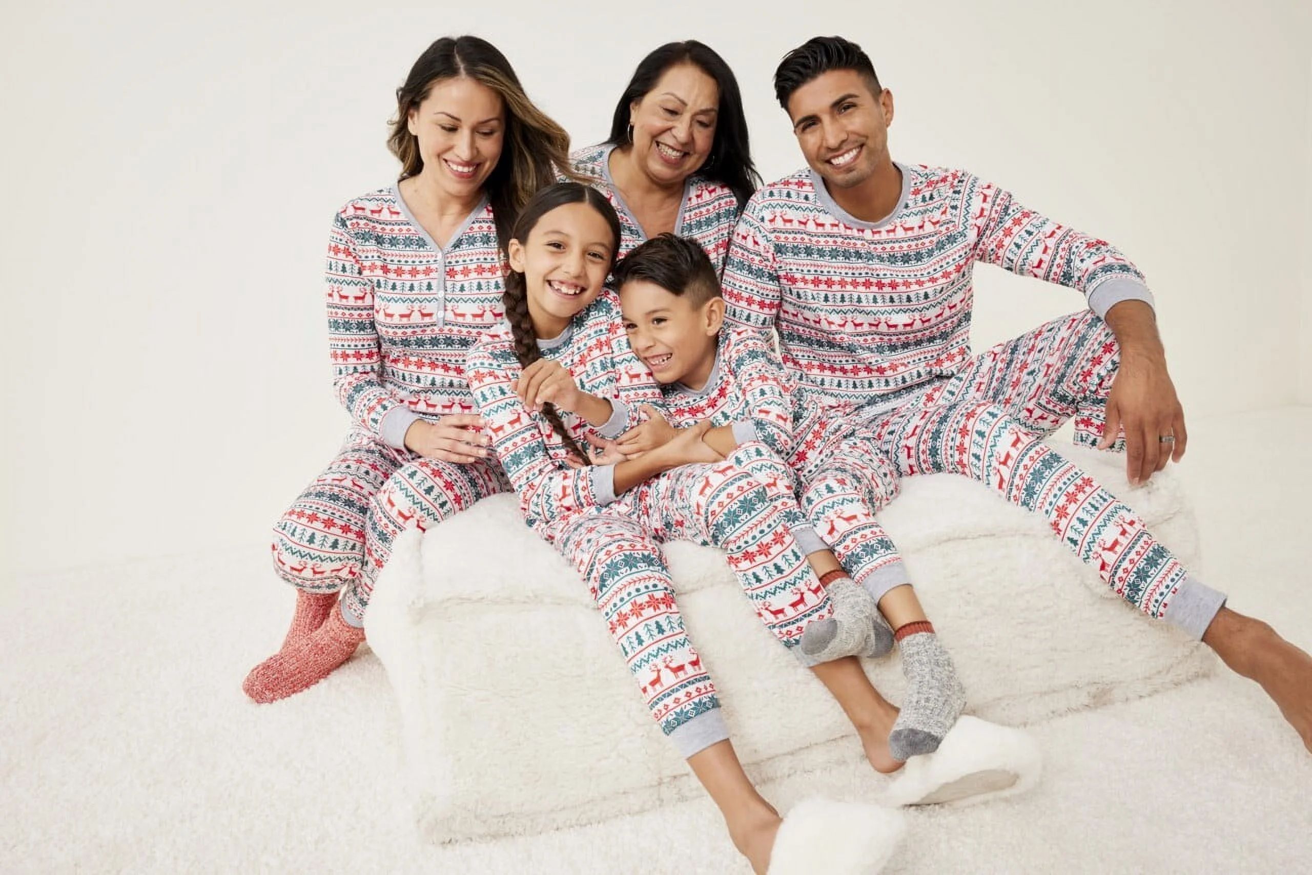 Baozhu Family Matching Christmas Deer Printing Family Fitted Cotton Soft Two-piece Pajamas Sets O... | Walmart (US)