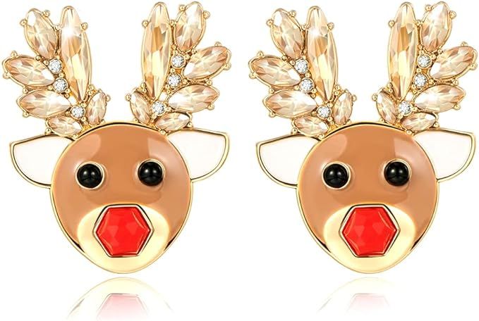 INNERDIVA Christmas Earrings for Women Red and White Stockings Brown Reindeer Cute Stud Earrings... | Amazon (US)