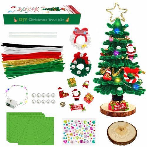 CraftiStar Kids Christmas Art & Craft Kit, Make Your Own Light Christmas Tree, DIY Christmas Tree Craft, Pipe Cleaner DIY Kit, Mini Christmas Tree with Lights, Craft Papers, Christmas Tree Ornaments | Amazon (US)