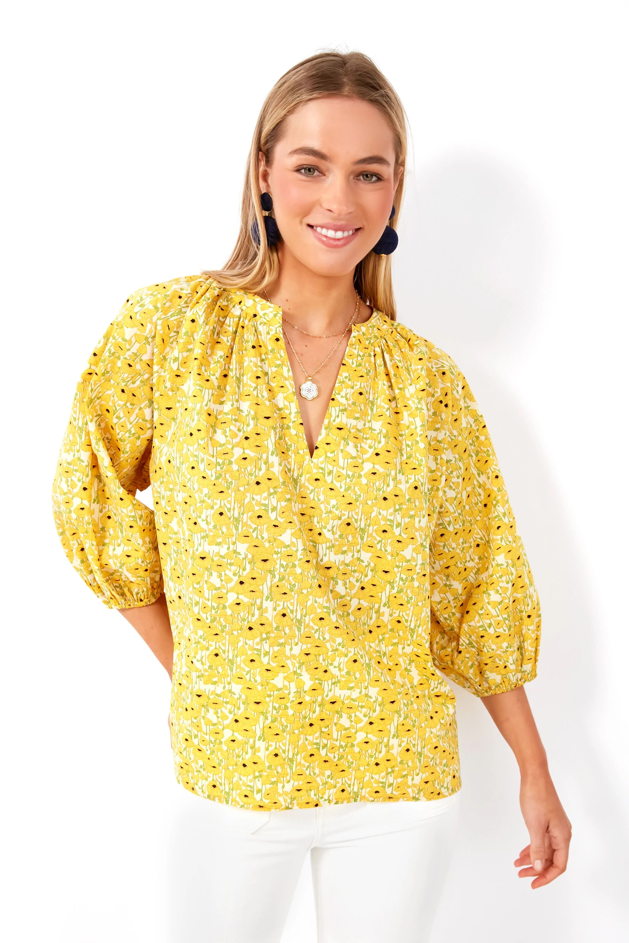 Yellow Poppies Floral Blouse | Tuckernuck (US)