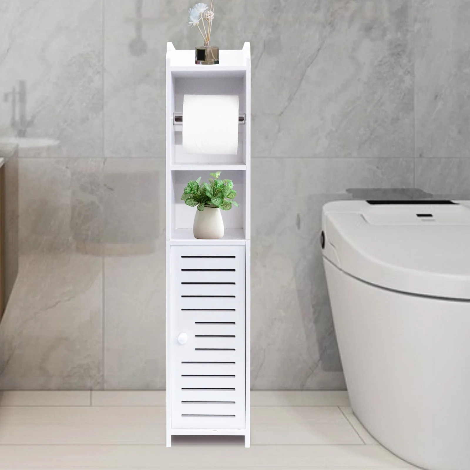 PinkSheep Bathroom Storage Cabinet with Doors and Shelves, Toilet Paper Roller Holders Free Stand... | Walmart (US)