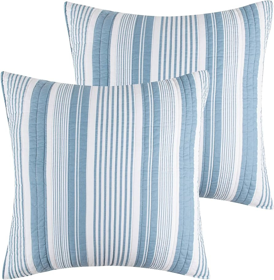 Levtex Home - Stillwater Denim - Euro Sham Set of 2 - Stripe - Blue and White - (26x26in.), No In... | Amazon (US)