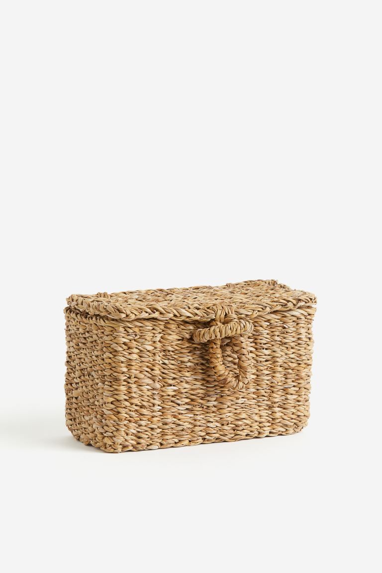 Seagrass Storage Basket with Lid - Beige - Home All | H&M US | H&M (US + CA)