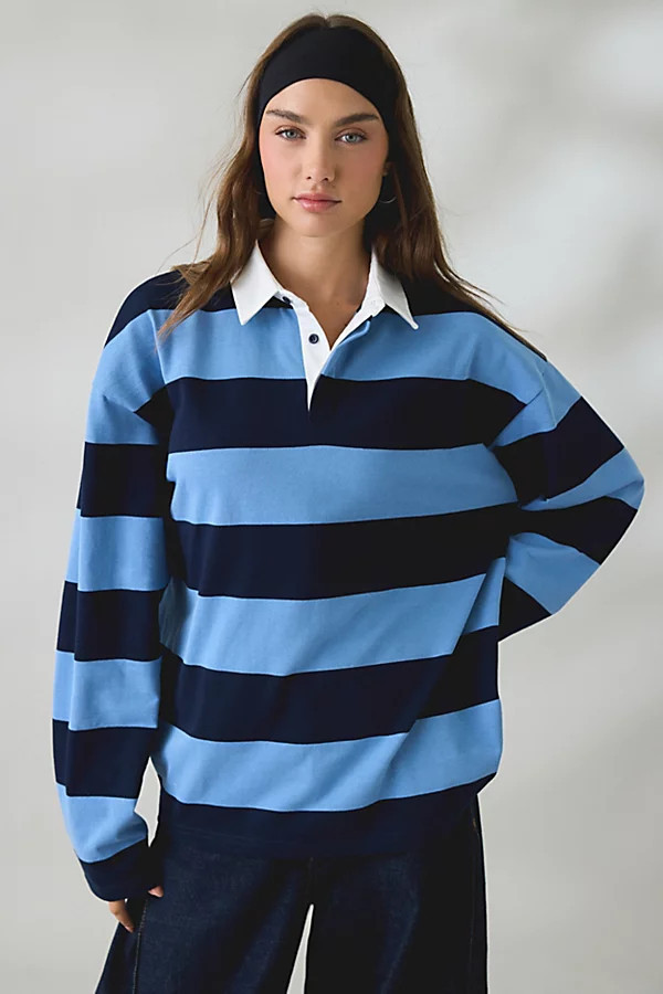 Lioness Outbound Oversized Long Sleeve Jersey in Blue, Women's at Urban Outfitters | Urban Outfitters (US and RoW)