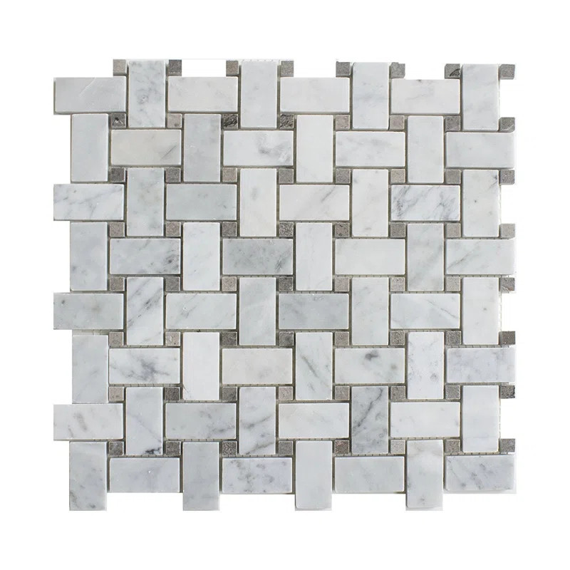 Carrara 1" x 2" Marble Basketweave Mosaic Wall & Floor Tile | Wayfair North America