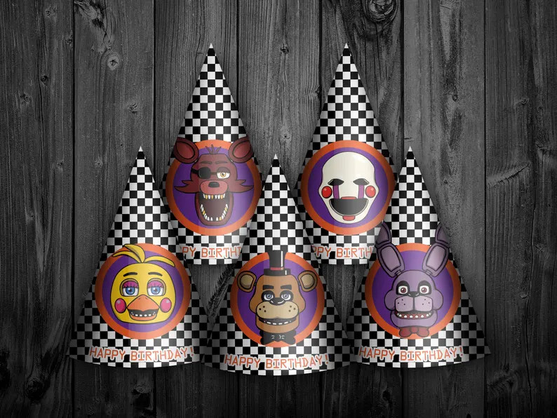 FNAF Birthday Party Hats Printable • Five Nights at Freddy’s Party Decor • Digital Instant ... | Etsy (US)