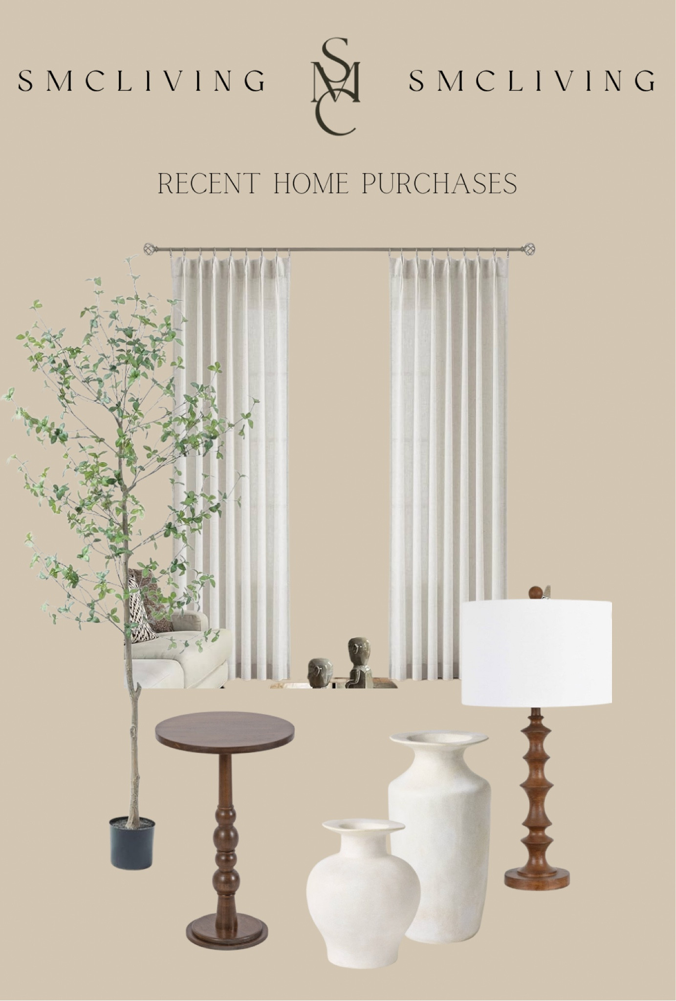 Recent home decor purchases! 

#amazonfinds #pleatedcurtains #tablelamp #fauxtree #modernvase #vases #accenttable #linencurtains 

#LTKHome #LTKFindsUnder100 #LTKFindsUnder50