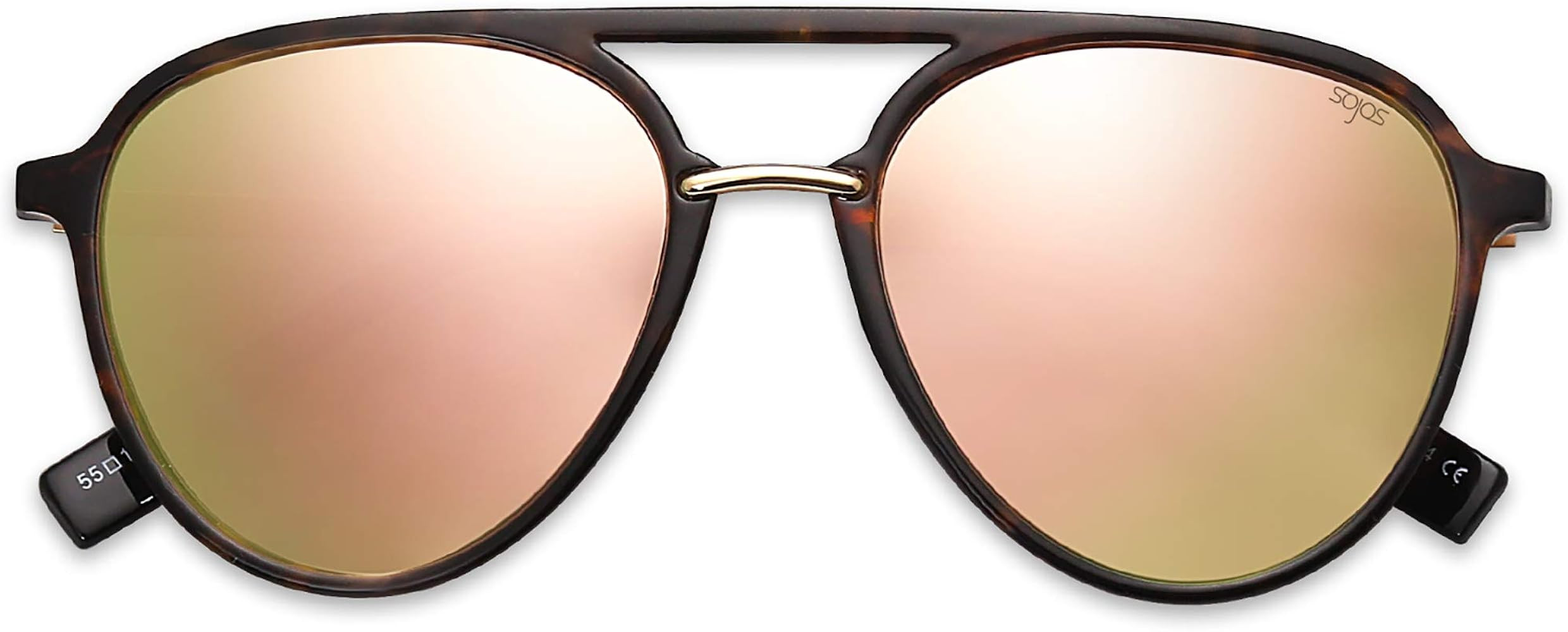 SOJOS Retro Aviator Polarized Sunglasses for Women Men Double Bridge Ladies Shades SJ2078 | Amazon (US)