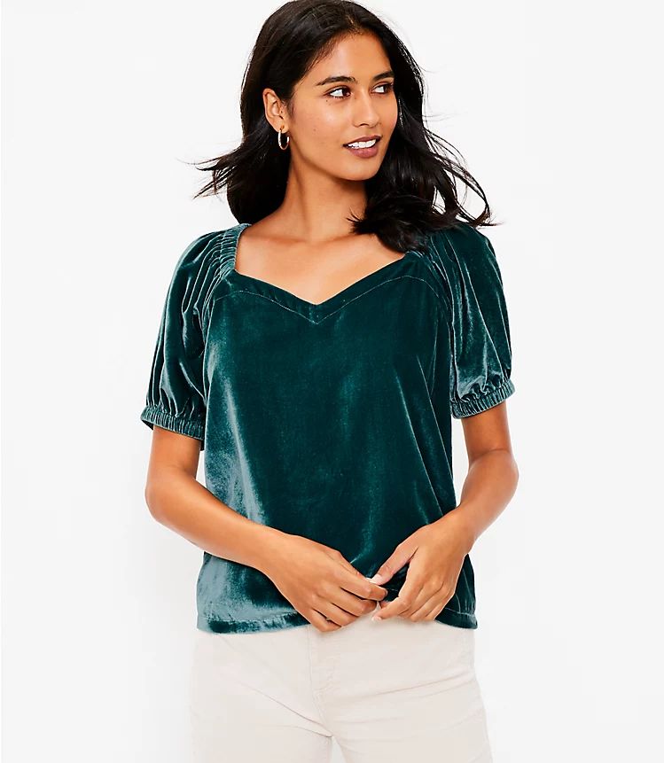 Velvet Puff Sleeve Top | LOFT | LOFT