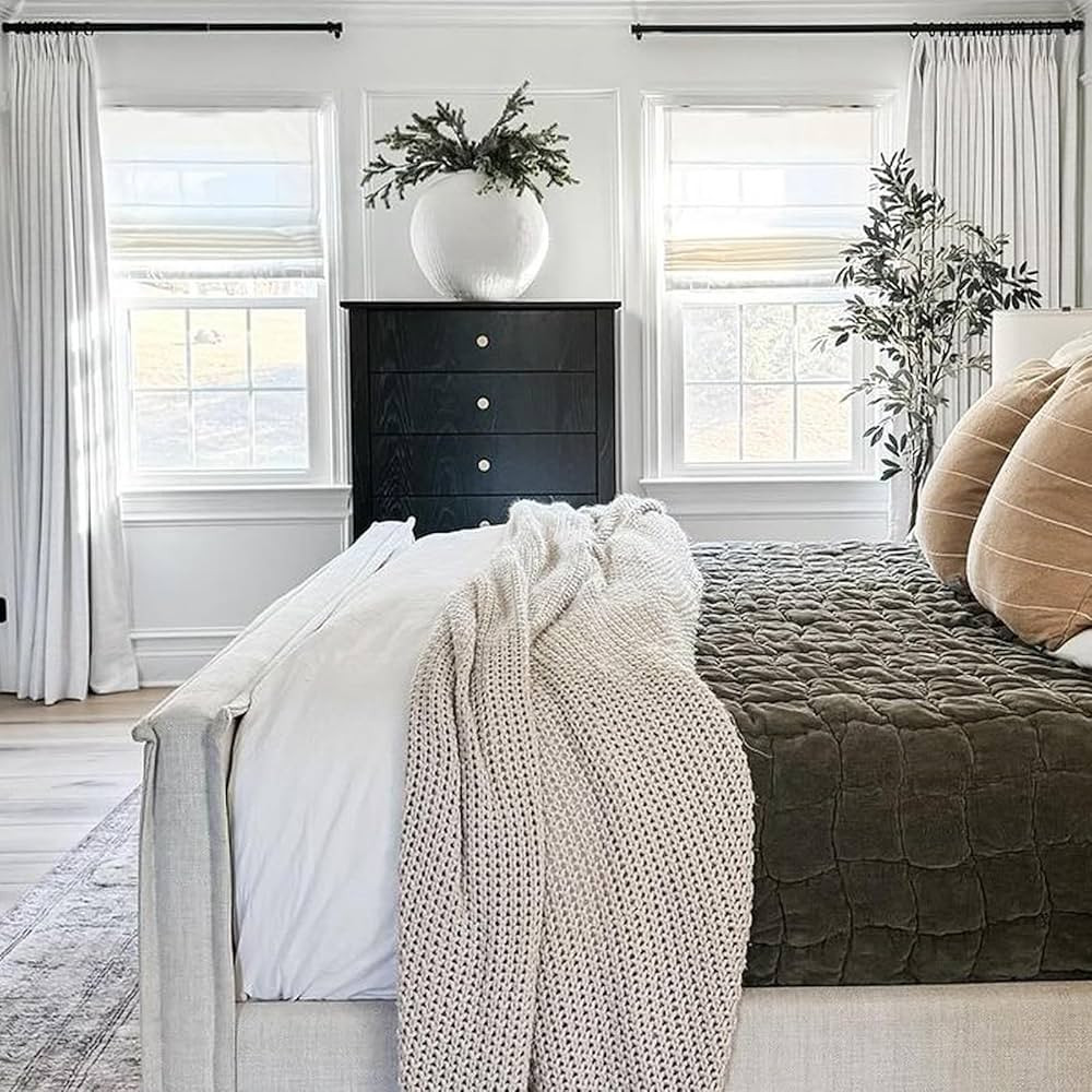 Amazon.com: TWOPAGES 52 W x 96 L inch Pinch Pleat Darkening Drape Faux Linen Curtain with Blackou... | Amazon (US)