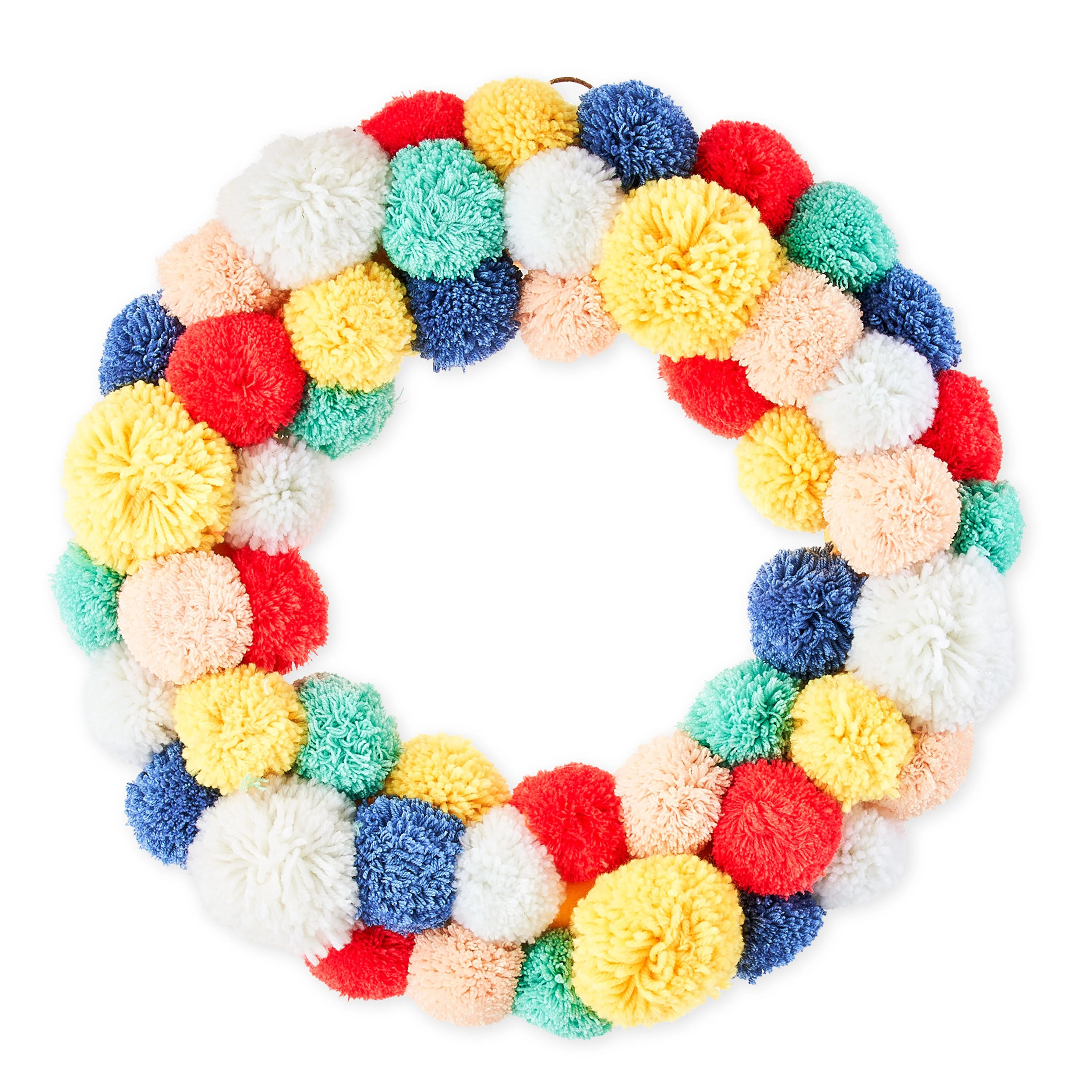 Way To Celebrate Easter Bright & Colorful Pom Pom Wreath, 17" | Walmart (US)