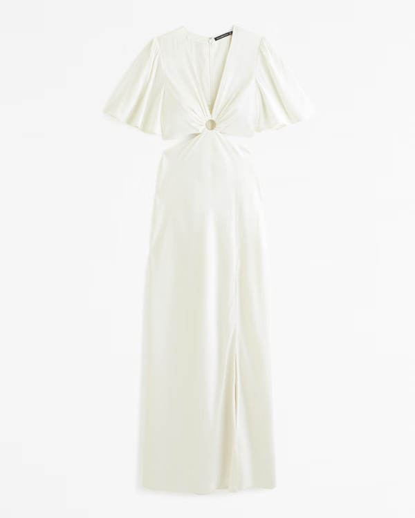 Women's Angel Sleeve O-Ring Cutout Gown | Women's Dresses & Jumpsuits | Abercrombie.com | Abercrombie & Fitch (US)