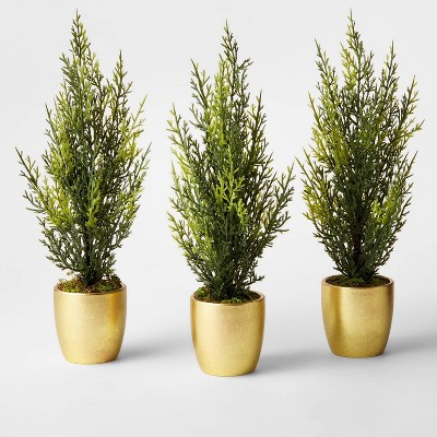 3pc Decorative Faux Greenery Tree in Gold Pot - Wondershop™ | Target