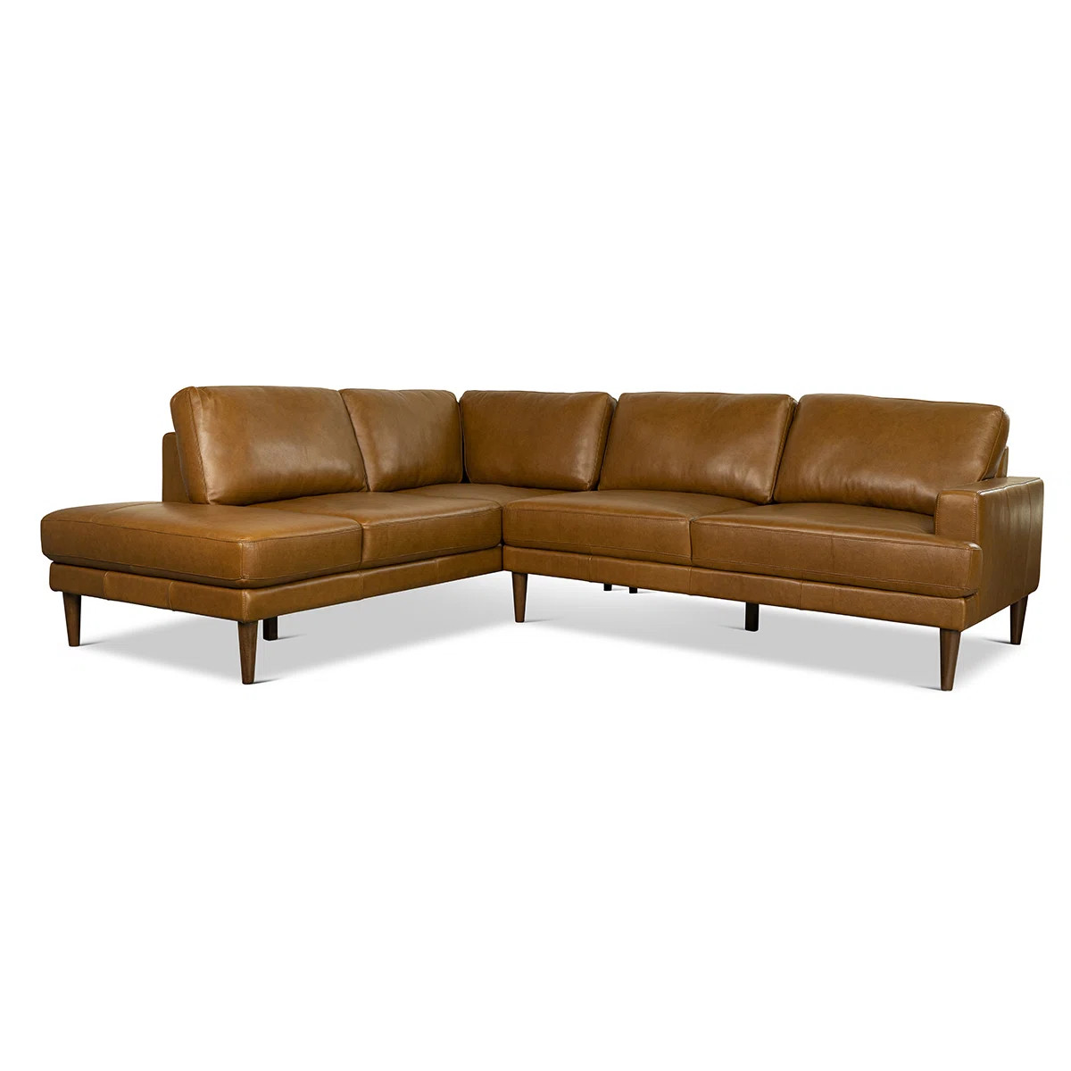 Patterson 2 - Piece Mid Century Modern Style Livingroom Leather Chaise Sectional | Wayfair North America