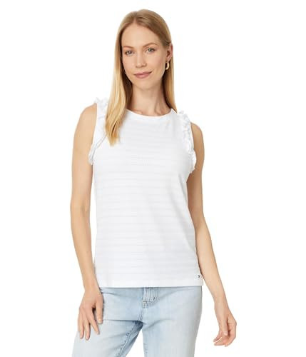 Tommy Hilfiger, Womens, Sleeveless Ruffle Tank, Bright White, X-Small | Amazon (US)