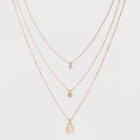 Three Rows Disc Layered Necklace - A New Day™ Gold | Target