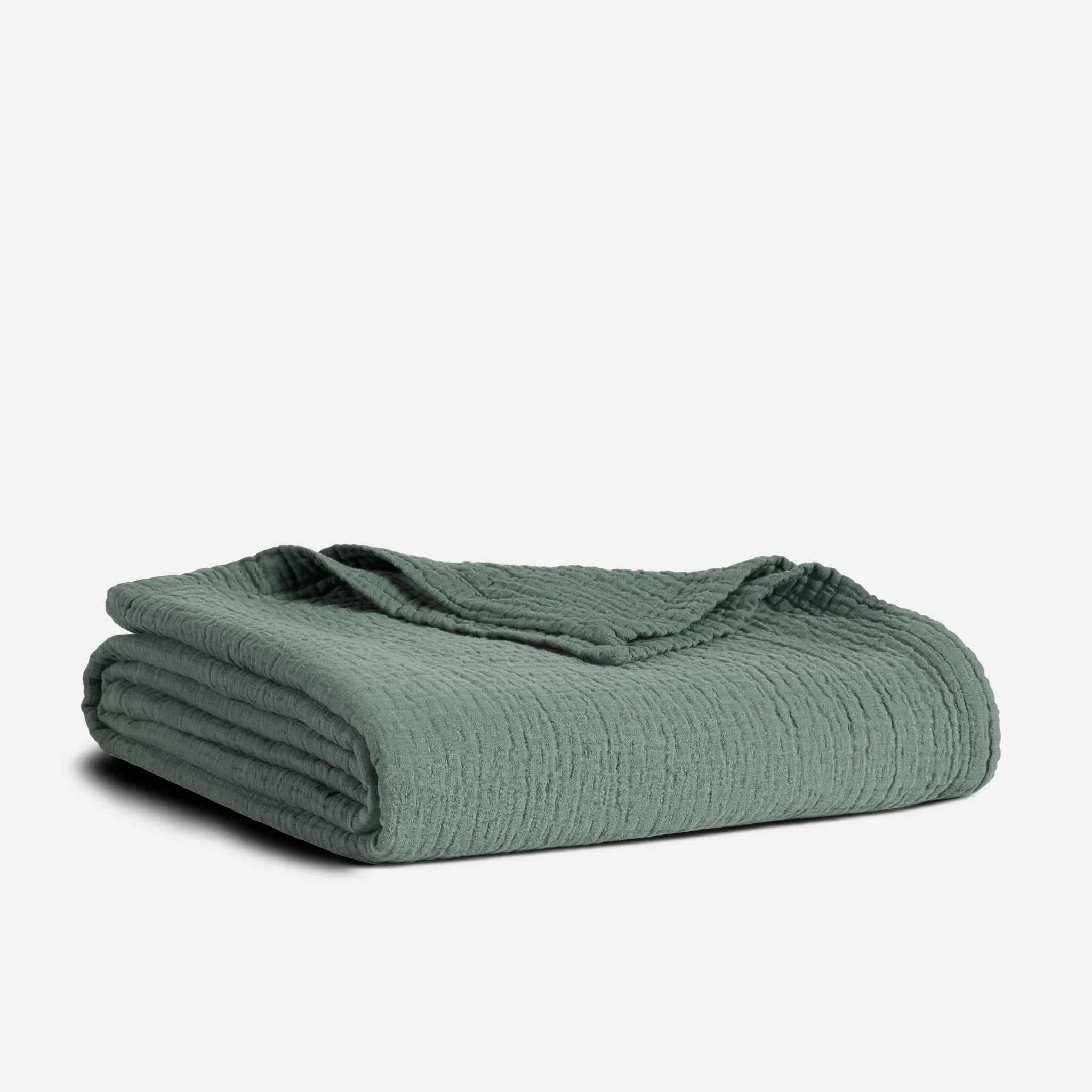 Brooklinen Breezeweave Crinkle Cotton Bed Blanket size King/Cali King in Botanical Green | Brooklinen