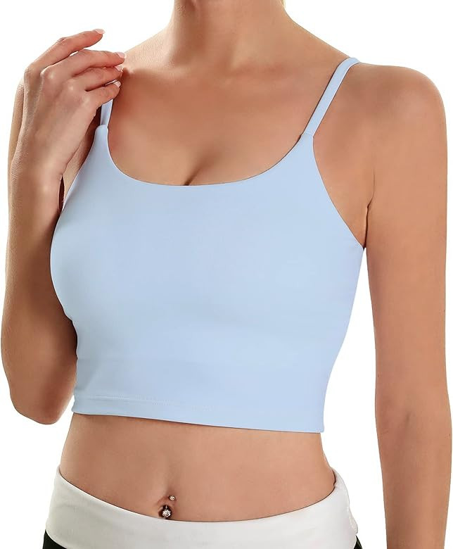 ECOPARTY Sports Bras for Women Quick-Dry Padded Wirefree Workout Crop Cute Tank Tops Camisole Yog... | Amazon (US)