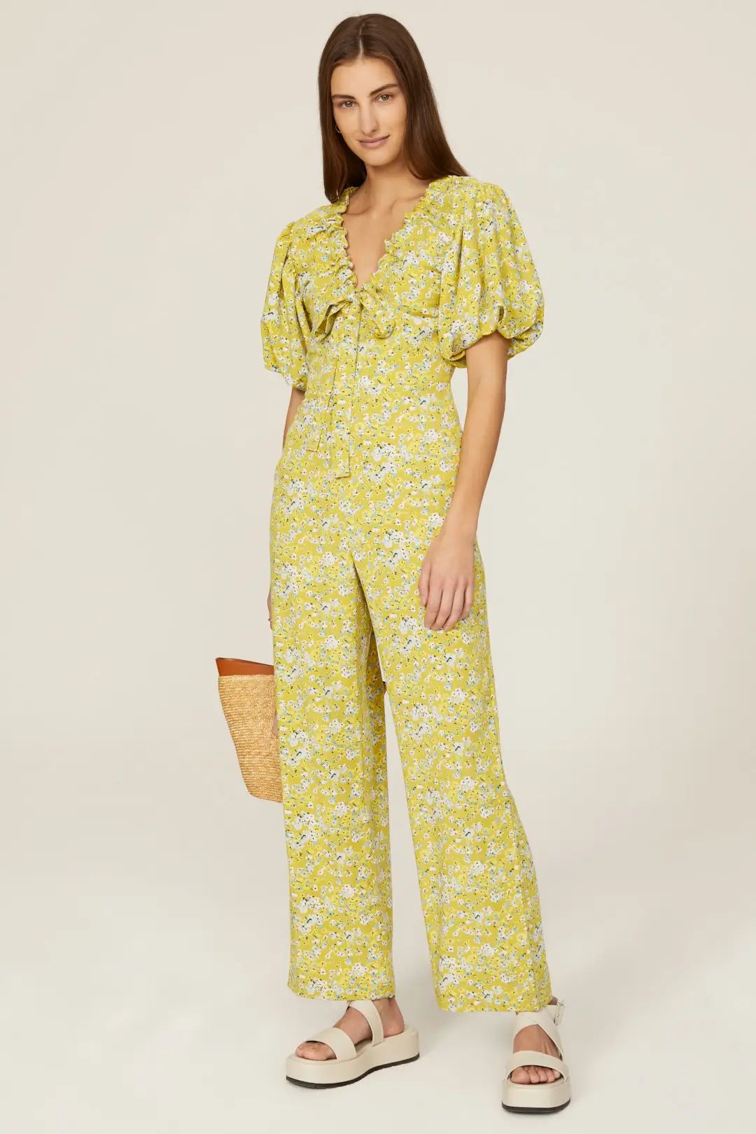Yellow Floral Jumpsuit | Rent the Runway