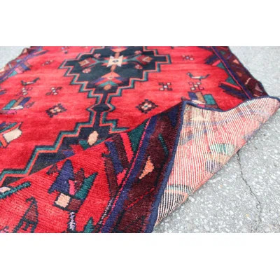 One-of-a-Kind Hand-Knotted 1940s 3'9" x 5'10" Wool Area Rug in Red/Brown/Green | Wayfair North America