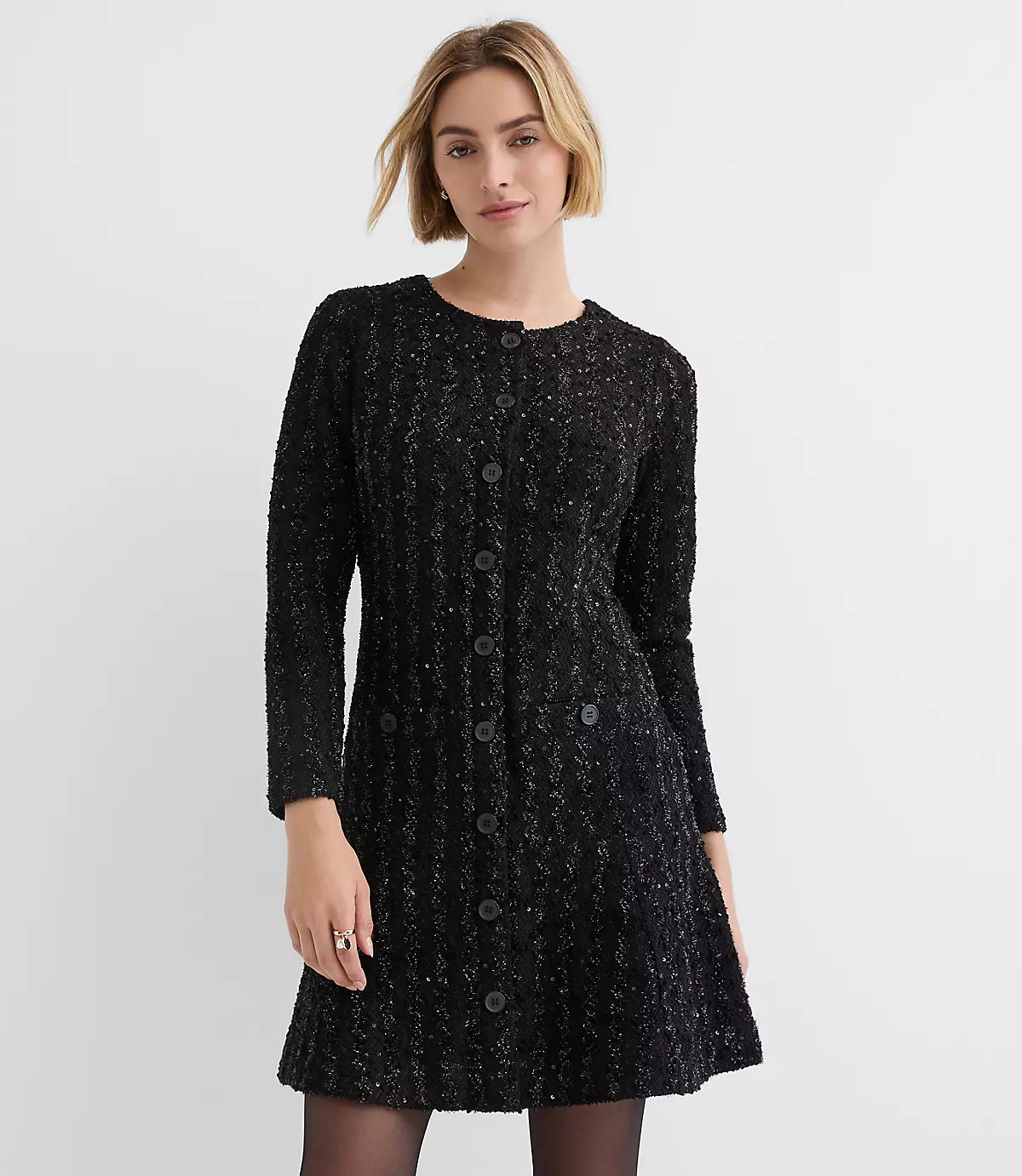 Shimmer Boucle Mini Pocket Dress | LOFT