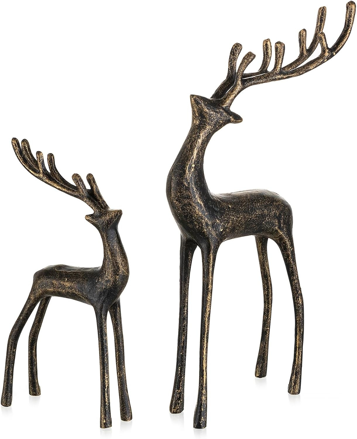 Sziqiqi Christmas Reindeer Figurines for Centerpieces: Black Iron Reindeer | Amazon (US)
