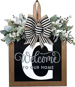 Last Name Year Round Front Door Wreath Front Porch Decoration 26 Letter Welcome Sign with Eucalyp... | Amazon (US)