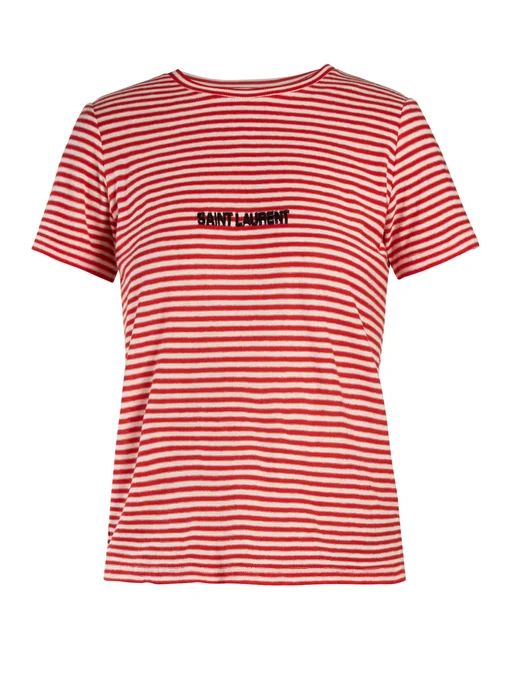 Logo-intarsia striped T-shirt | Saint Laurent | Matches (UK)